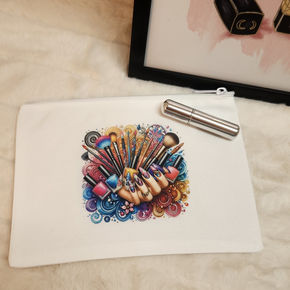 Colorful Makeup Brush Pouch. 9x6. Hand Crafted